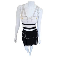 Gianni Versace Versus Riemen S&M H/M H/W 1992 Bondage Vintage Ensemble TopBH-Kleid mit Trägern