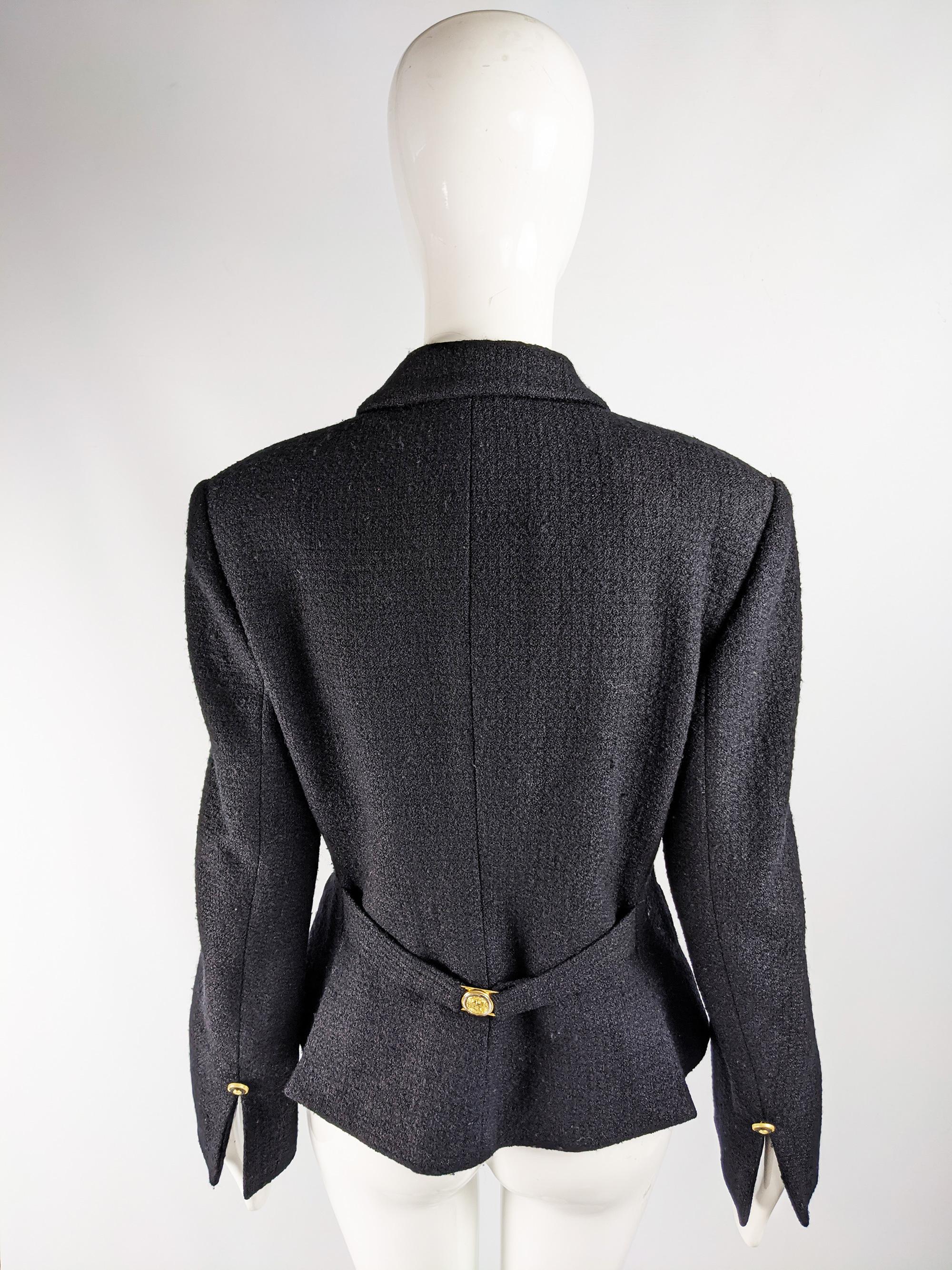 Gianni Versace Versus Vintage Black Wool Tweed Jacket 2