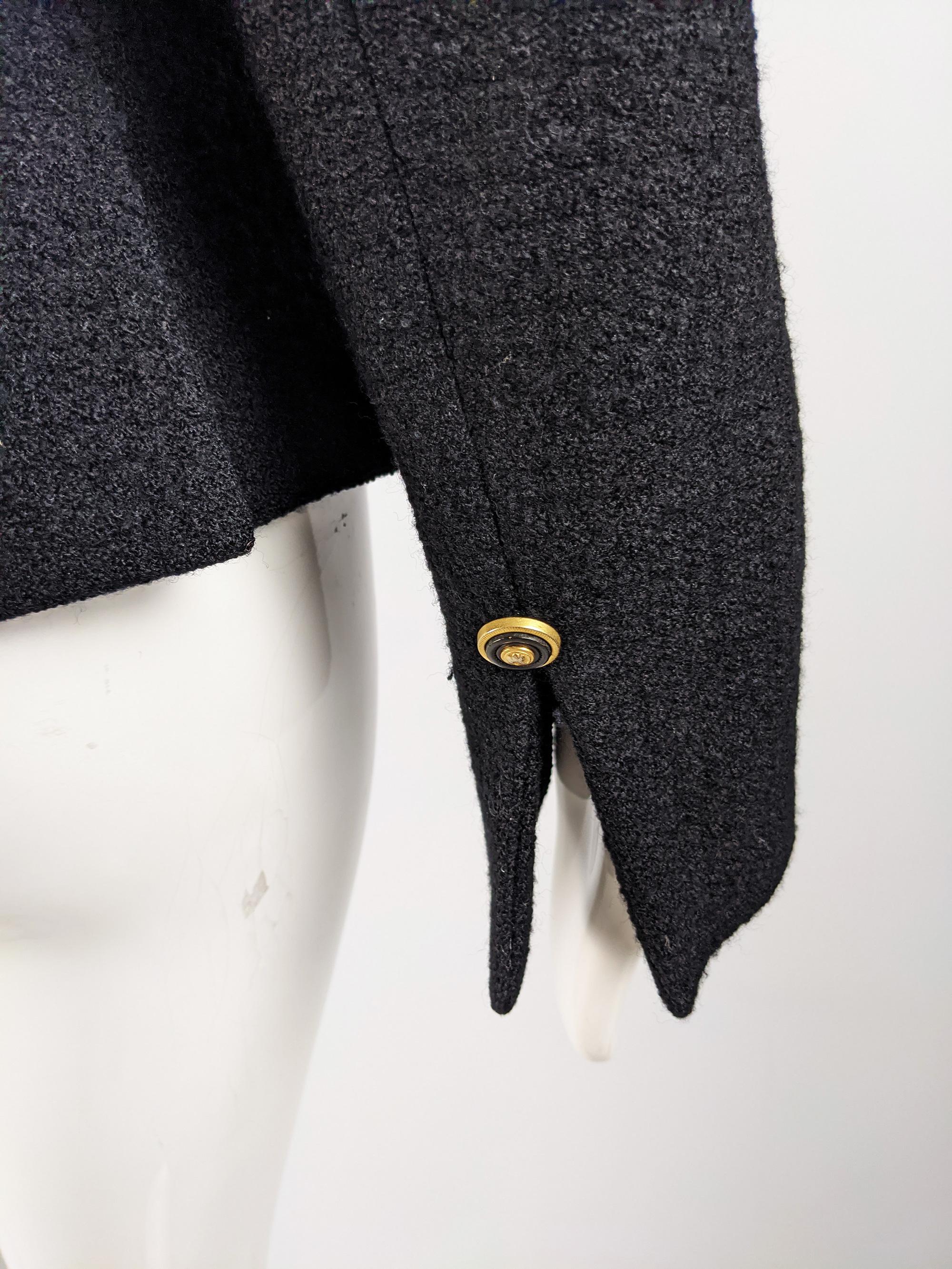 Gianni Versace Versus Vintage Black Wool Tweed Jacket 4