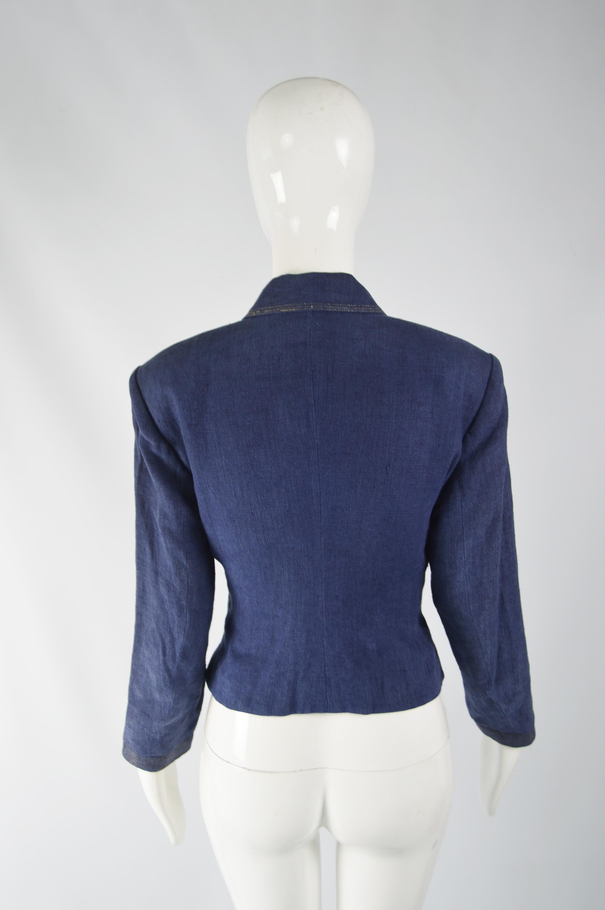 Gianni Versace Versus Vintage Blue Linen Jacket 3