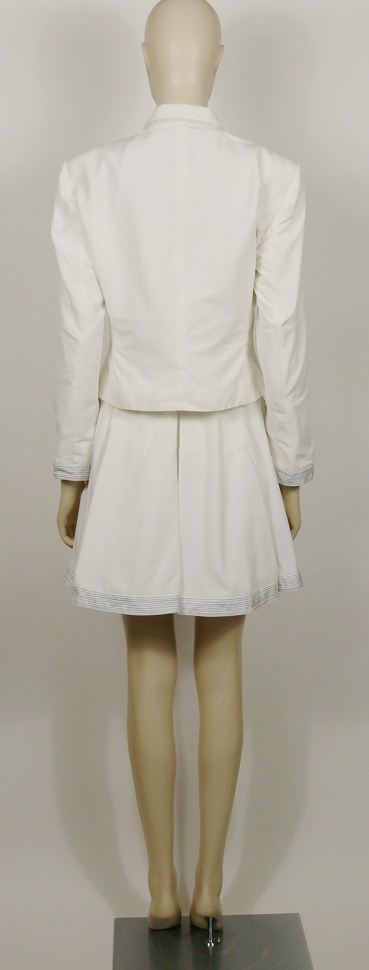 Women's or Men's Gianni Versace Versus Vintage White Jacket & Skirt Ensemble with Western Details For Sale