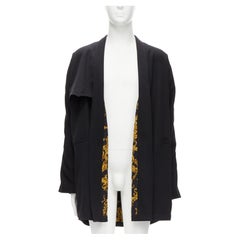 GIANNI VERSACE Vintage 100% wool black gold barocco lined robe coat jacket