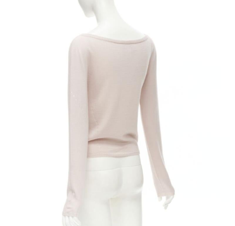 Donna GIANNI VERSACE Maglione vintage 100% lana rosa pastello con paillettes argento IT42 M in vendita