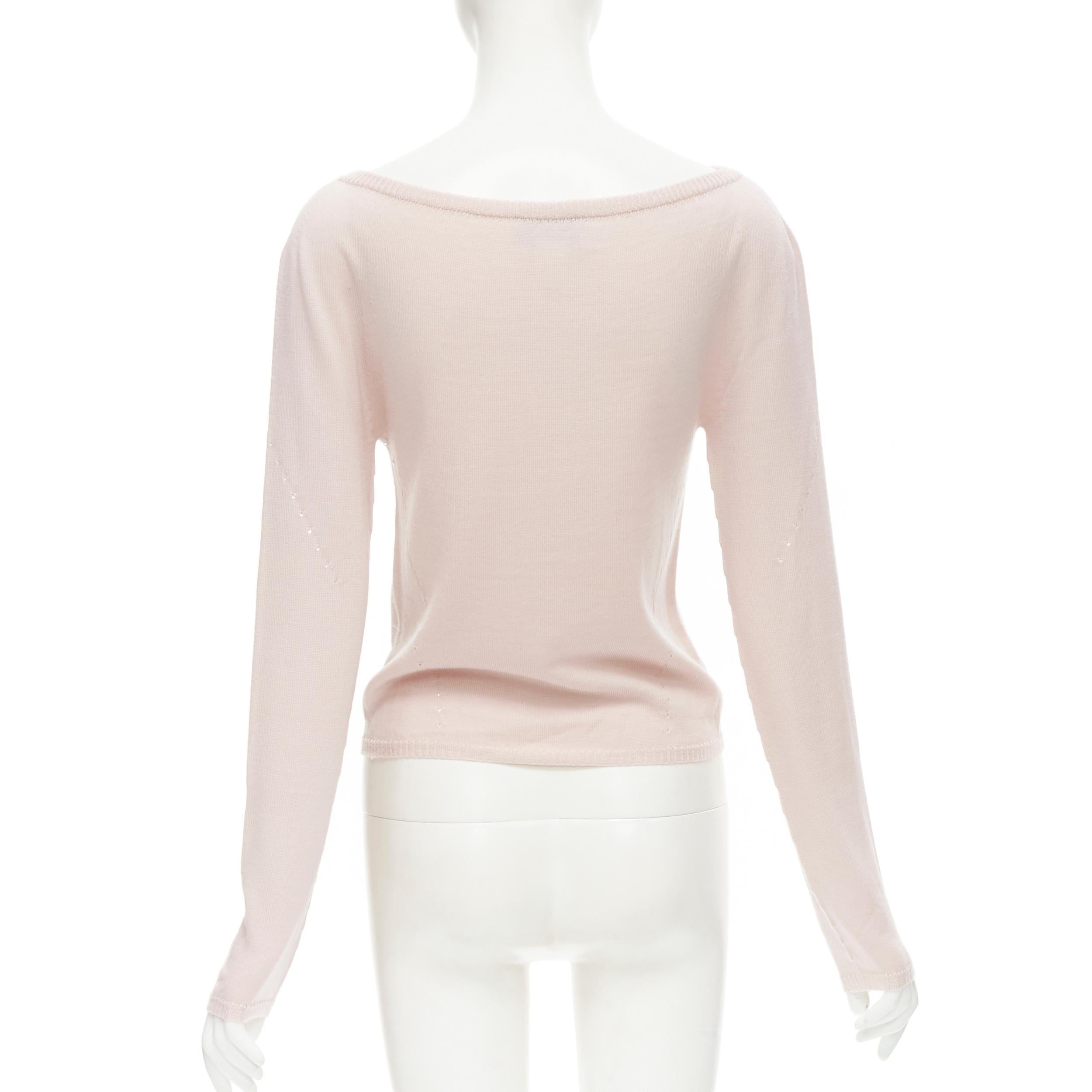 Women's GIANNI VERSACE Vintage 100% wool pastel pink silver sequins sweater IT42 M For Sale