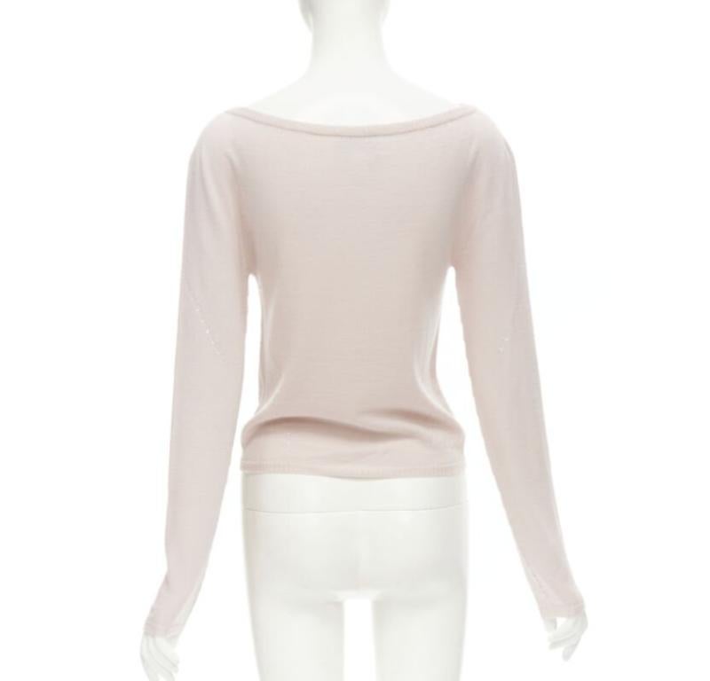 GIANNI VERSACE Maglione vintage 100% lana rosa pastello con paillettes argento IT42 M in vendita 1