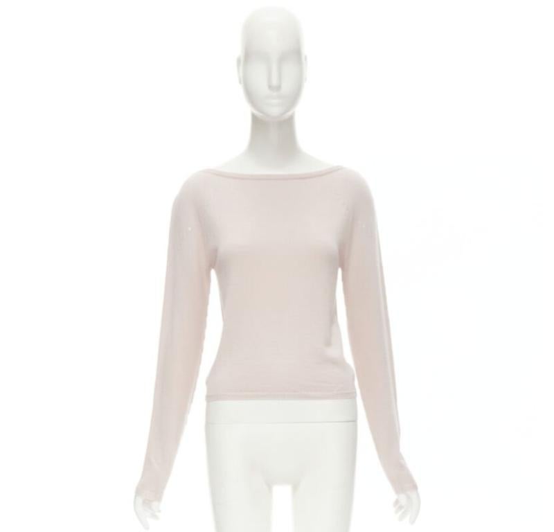 GIANNI VERSACE Maglione vintage 100% lana rosa pastello con paillettes argento IT42 M in vendita 4