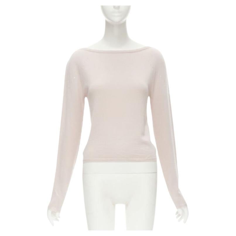 GIANNI VERSACE Vintage 100% Wolle pastellrosa silberne Pailletten Pullover IT42 M