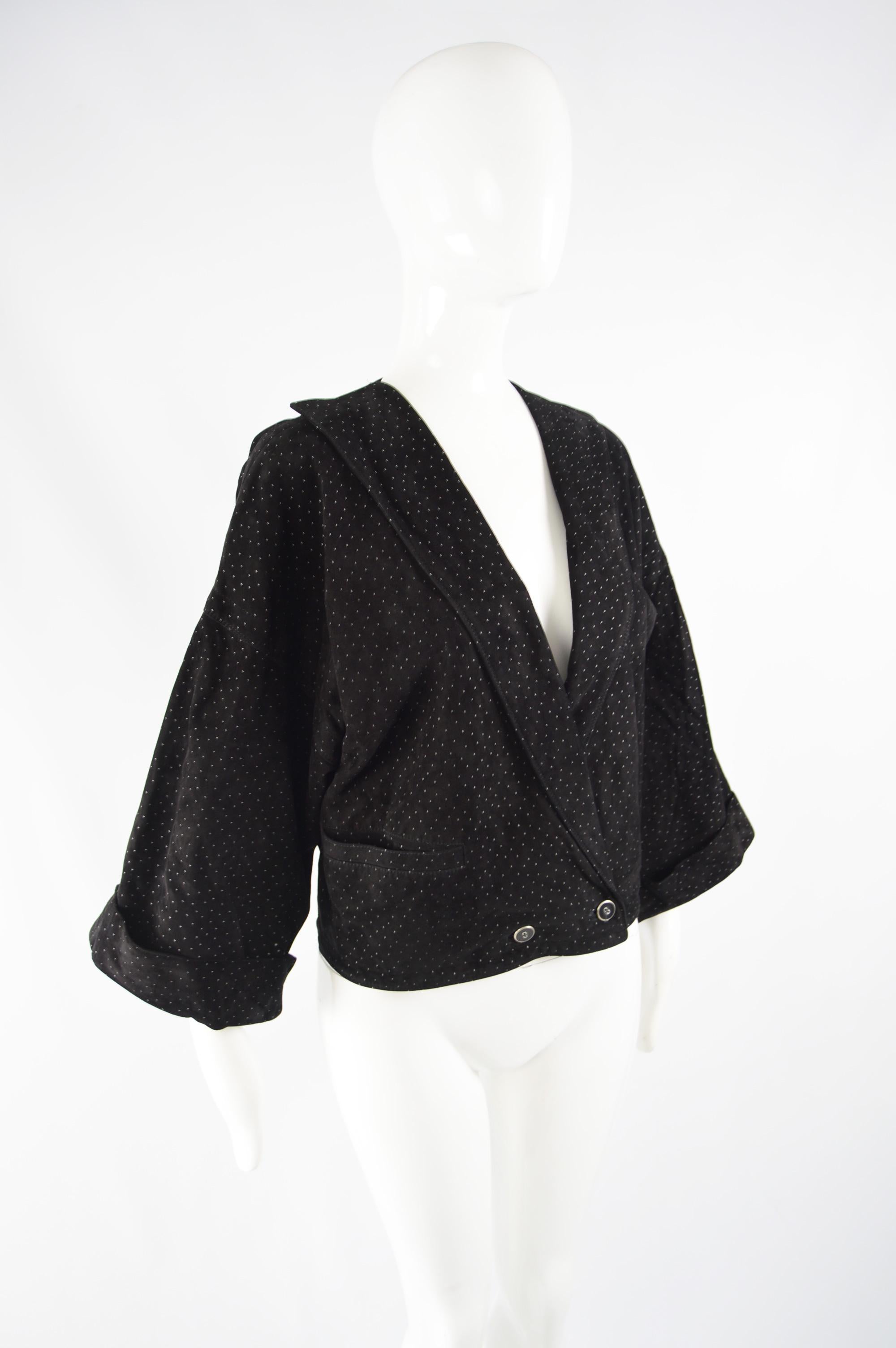 Gianni Versace Vintage 1980s Black Suede Jacket 1