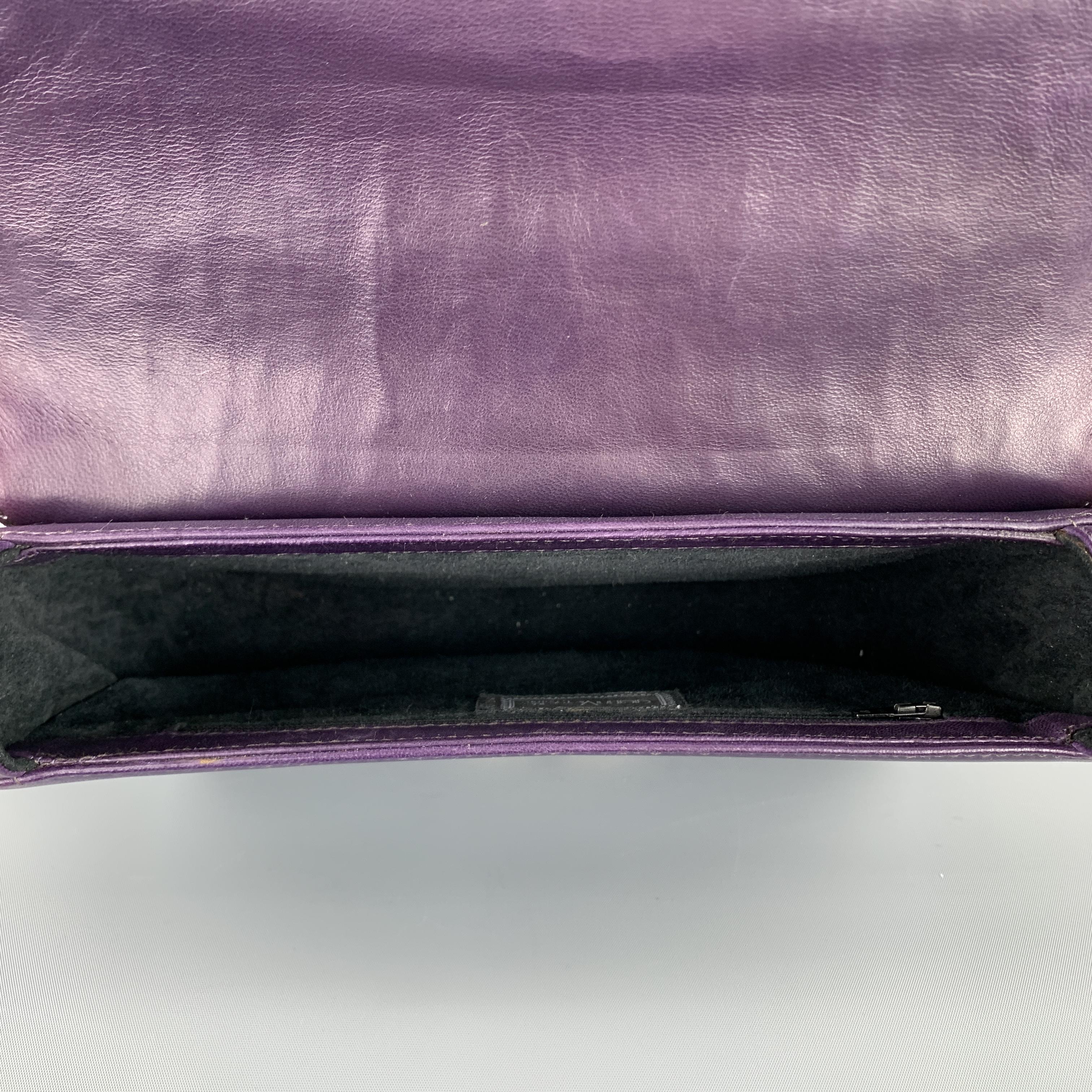 GIANNI VERSACE Vintage 1980's Gold Beaded Purple Leather Shoulder Bag 5