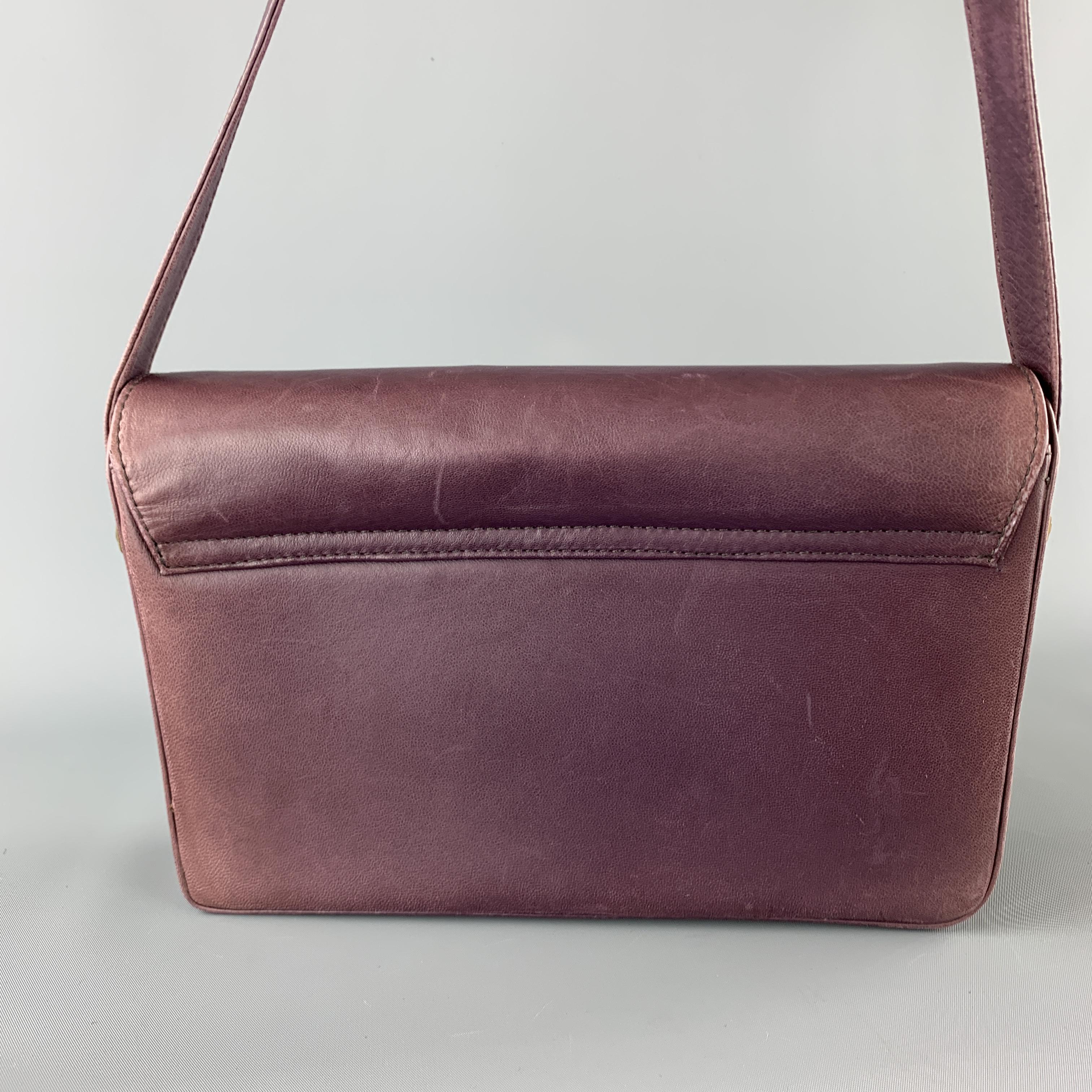 GIANNI VERSACE Vintage 1980's Gold Beaded Purple Leather Shoulder Bag 1