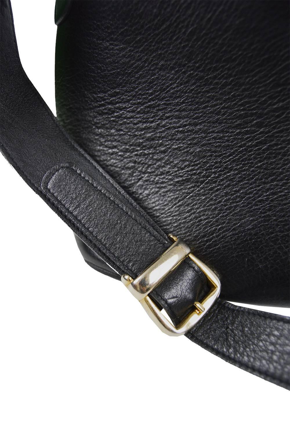 Gianni Versace Vintage 1990s Black Leather Gold & Silver Drawstring Shoulder Bag 4
