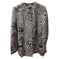 Gianni Versace Vintage 1990s Black & White Optical Print Jacket, Made in Italy