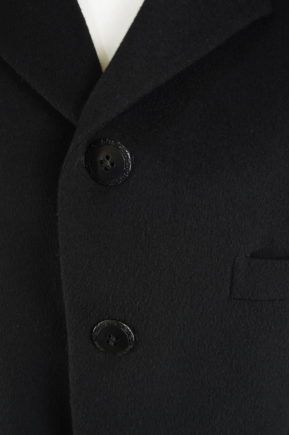 Gianni Versace Vintage Men's Black Wool Five Button Blazer Jacket, 1990s For Sale 2