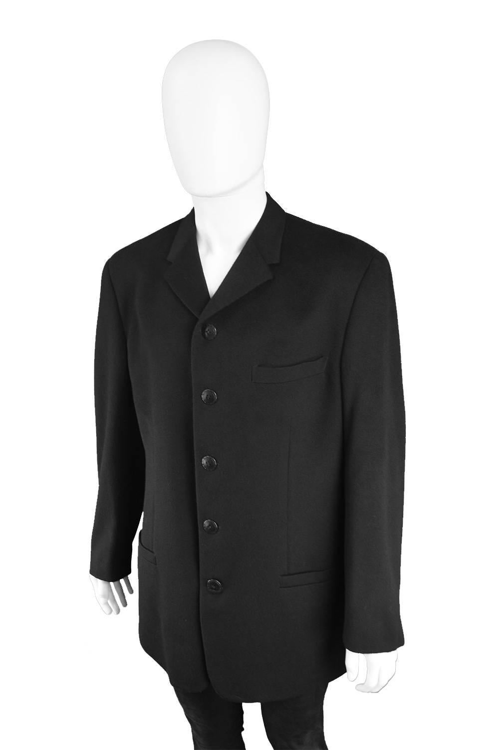 Gianni Versace Vintage Men's Black Wool Five Button Blazer Jacket, 1990s For Sale 3