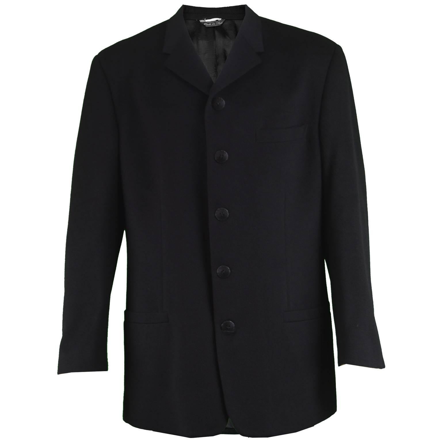 Gianni Versace Vintage Men's Black Wool Five Button Blazer Jacket, 1990s For Sale
