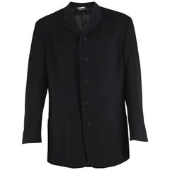 Gianni Versace Vintage Men's Black Wool Five Button Blazer Jacket, 1990s