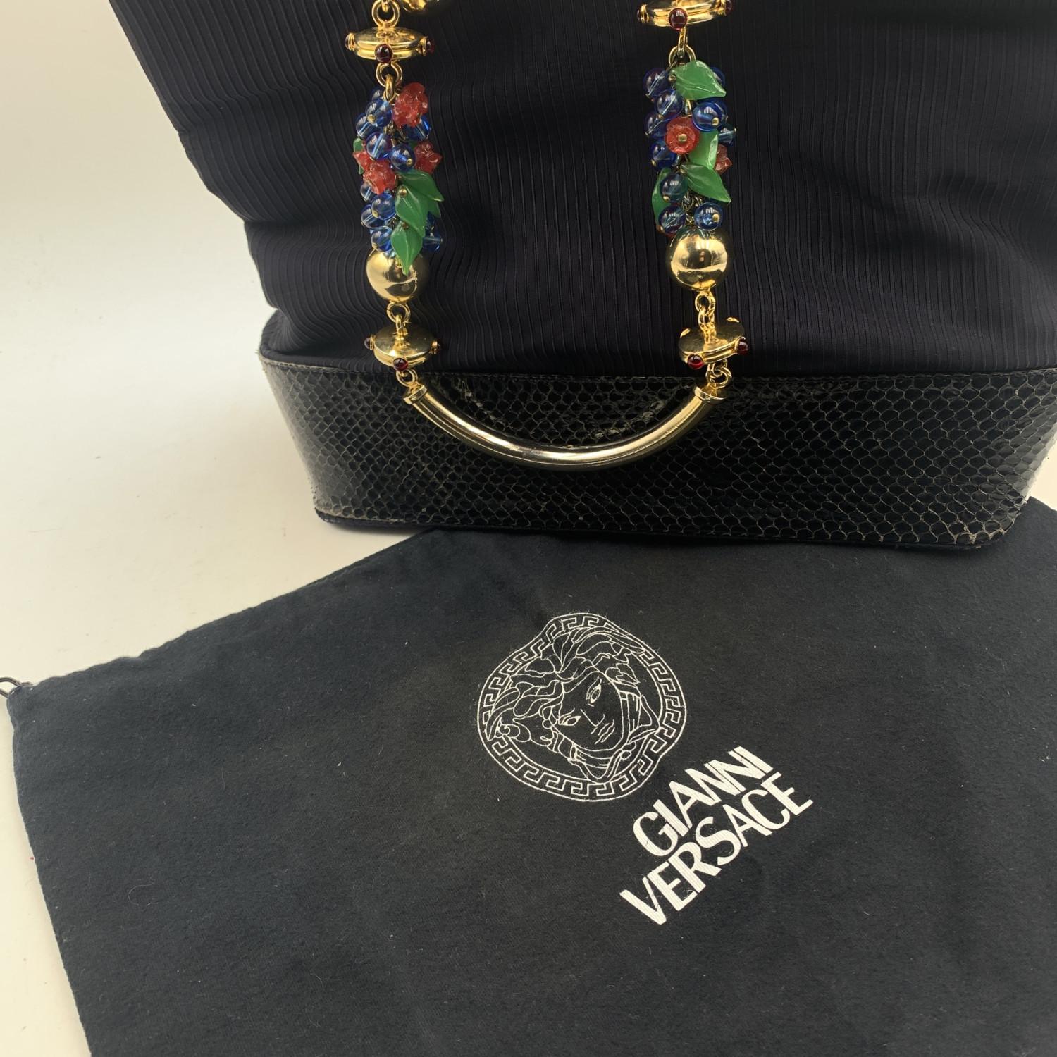 Women's Gianni Versace Vintage 1991 Andy Warhol Blue Beaded Metal Handle Bag