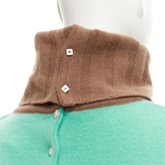 GIANNI VERSACE Vintage 2001 wool cashmere green brown turtleneck sweater IT42 M