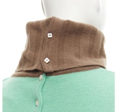 GIANNI VERSACE Vintage 2001 wool cashmere green brown turtleneck sweater IT42 M