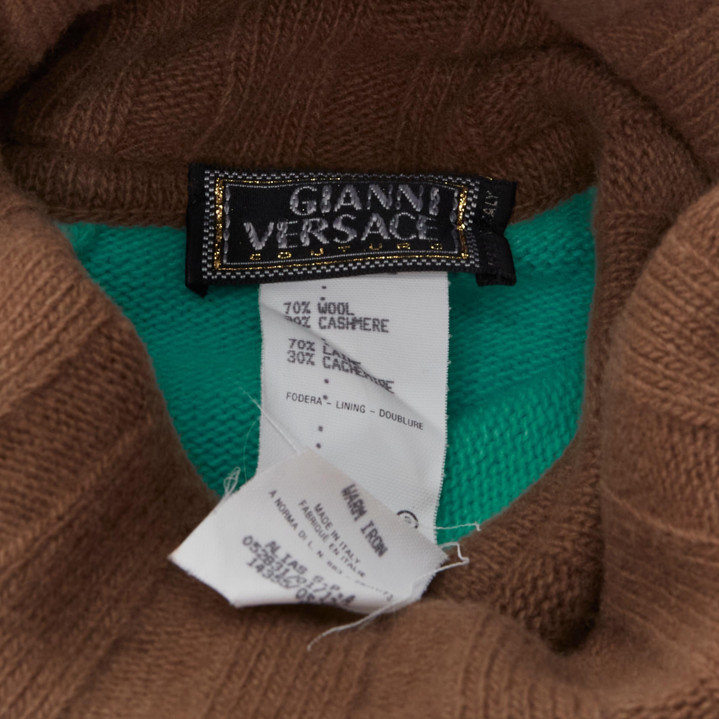 GIANNI VERSACE Vintage 2001 wool cashmere green brown turtleneck sweater IT42 M For Sale 3