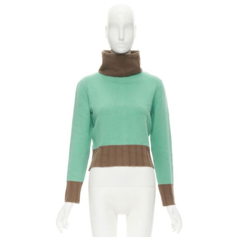 GIANNI VERSACE Vintage 2001 Rollkragenpullover aus Wolle und Kaschmir in Grün und Braun IT42 M im Angebot 4