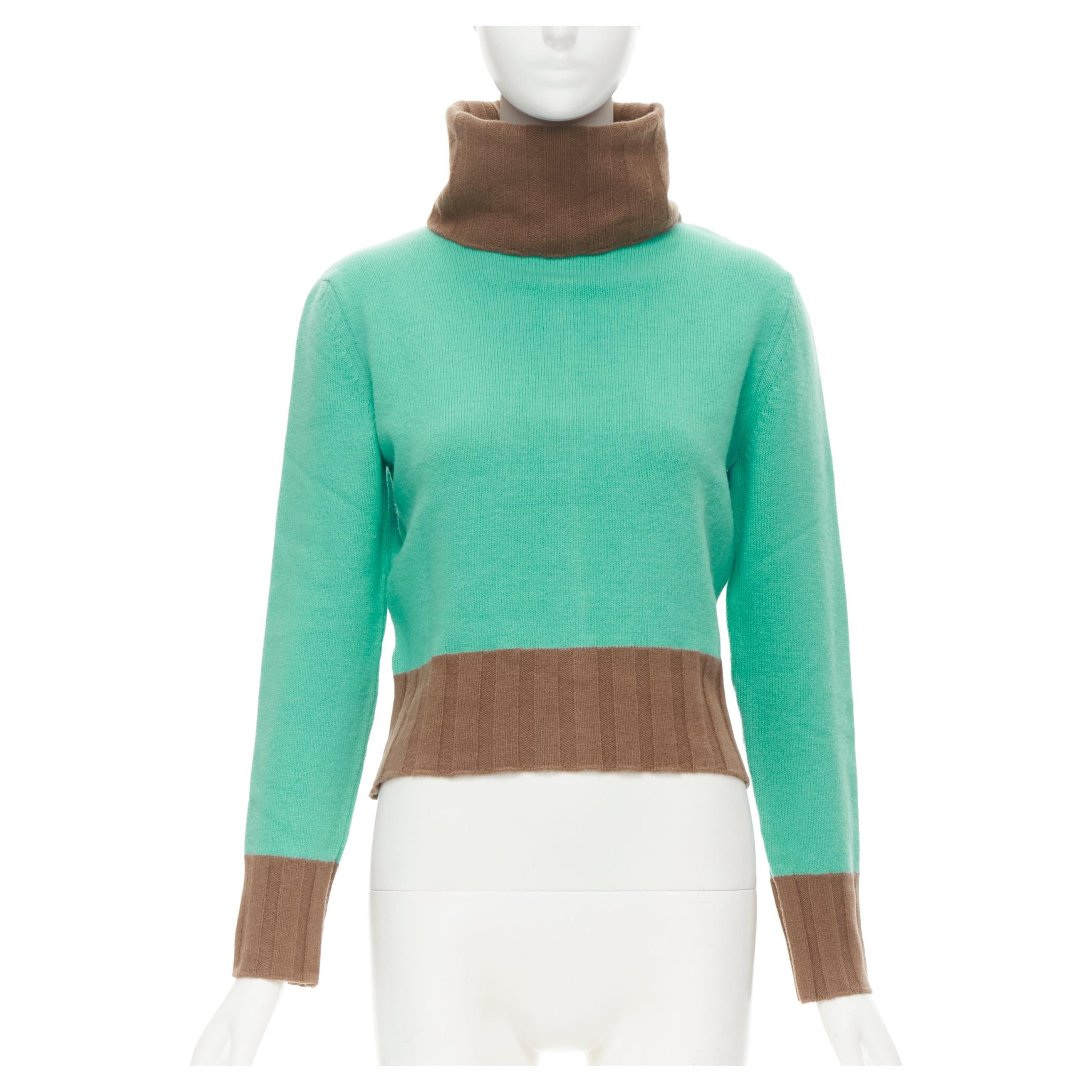 Geruïneerd wetgeving Kijkgat GIANNI VERSACE Vintage 2001 wool cashmere green brown turtleneck sweater  IT42 M For Sale at 1stDibs