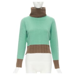 GIANNI VERSACE Vintage 2001 Rollkragenpullover aus Wolle und Kaschmir in Grün und Braun IT42 M