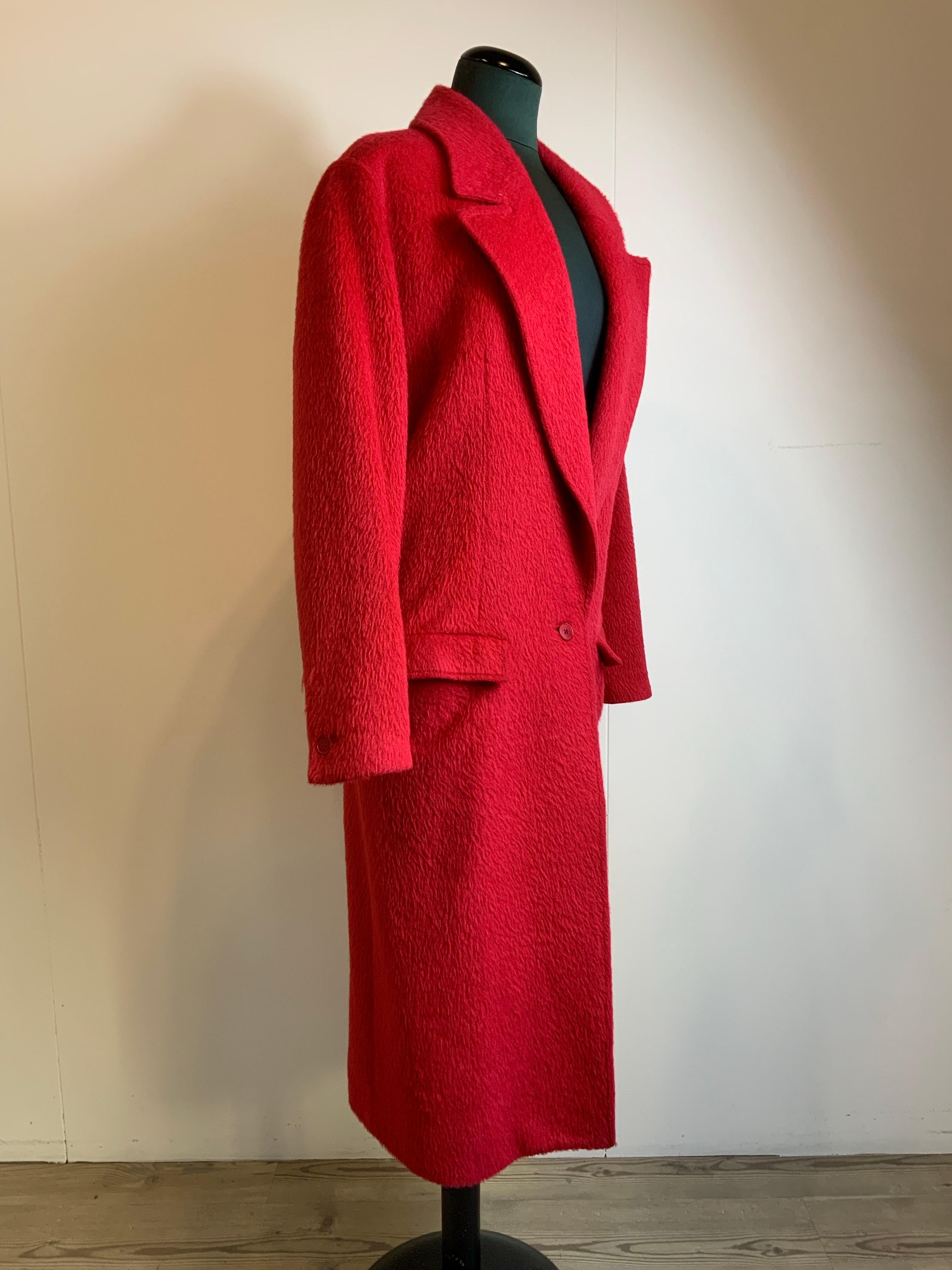 Red Gianni Versace vintage alpaca Long Coat For Sale