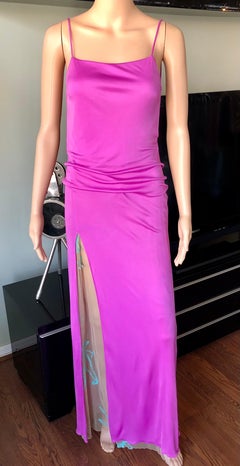 Gianni Versace S/S 1999 Vintage Backless High Slit Evening Dress Gown