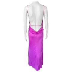 Gianni Versace Vintage Backless High Slit Evening Dress Gown