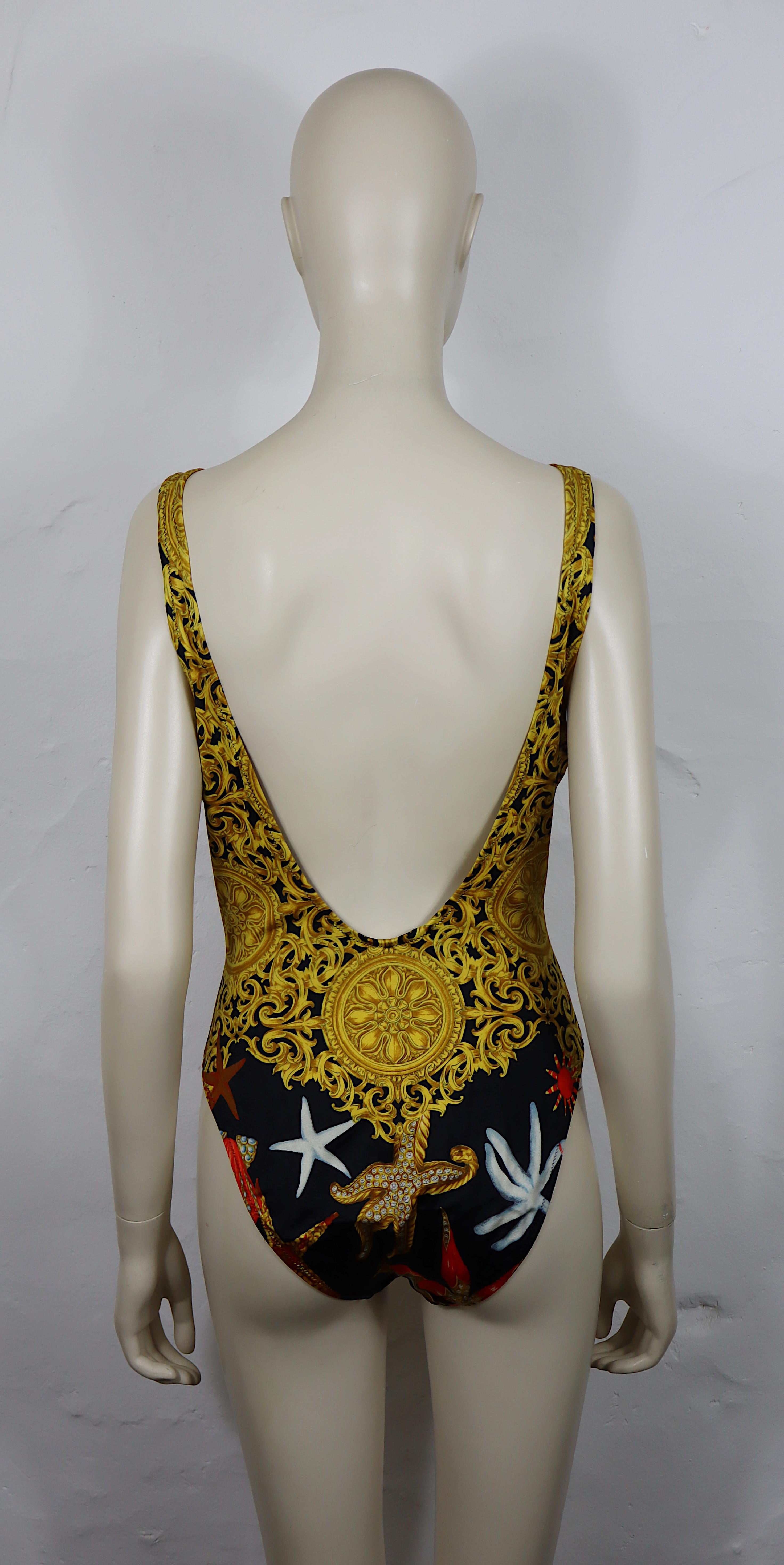 Women's GIANNI VERSACE Vintage Barocco Seashell Print One-Piece Swimsuit For Sale