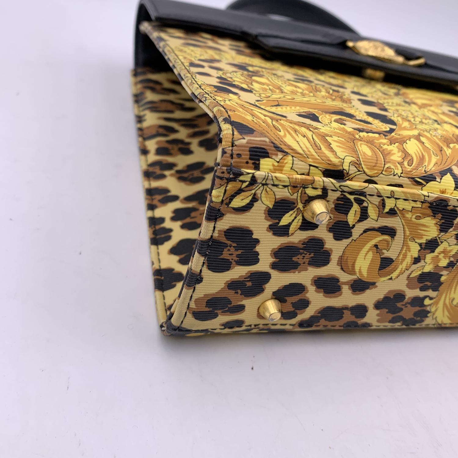 Gianni Versace Vintage Baroque Leopard Canvas Top Handle Tote Bag 5