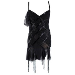 Gianni Versace Vintage Black Beaded Embellished Mini Dress - Size US 6