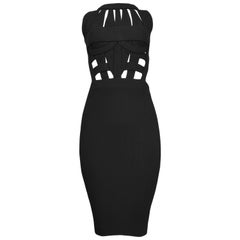 Gianni Versace Vintage Black Bondage Dress with Gold Hardware, 1992