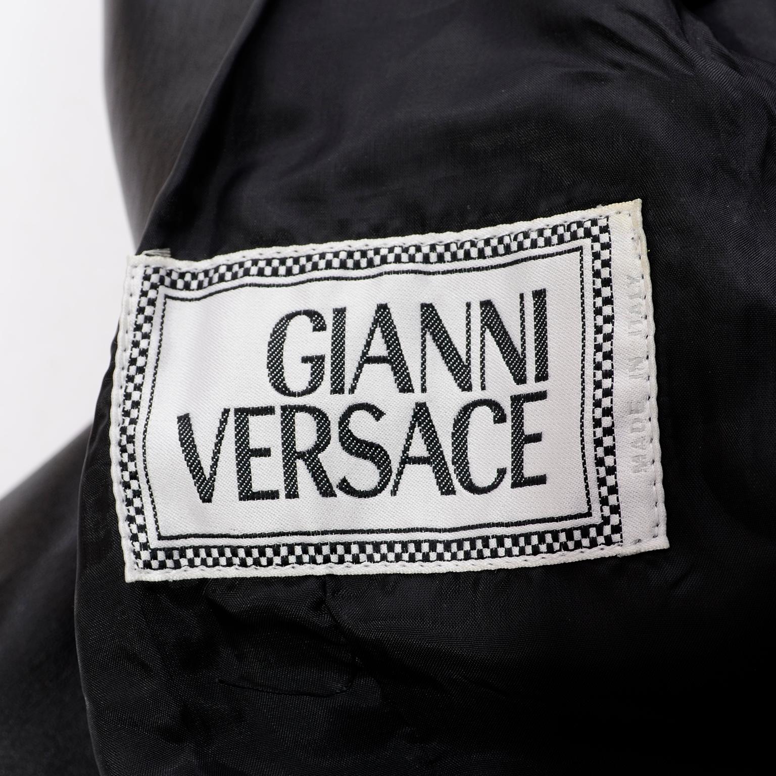 Gianni Versace Vintage Black Lambskin Leather Moto Jacket W Medusa Studs 11