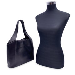 Gianni Versace Vintage Black Leather Stuctured Tote Bag