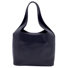 Gianni Versace Vintage Black Leather Stuctured Tote Bag