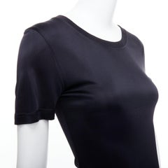GIANNI VERSACE Vintage black round neck slinky short sleeve top IT38 XS