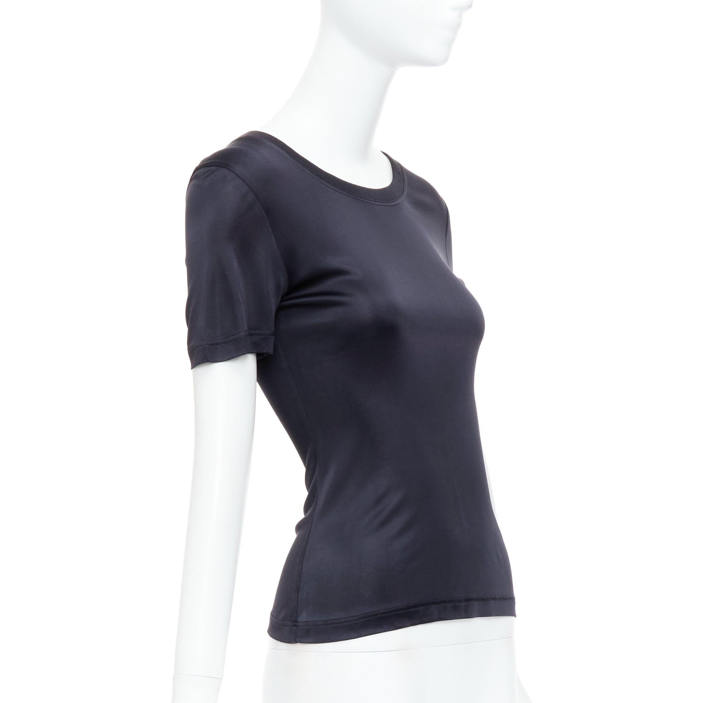 Noir GIANNI VERSACE Vintage noir col rond top à manches courtes IT38 XS en vente