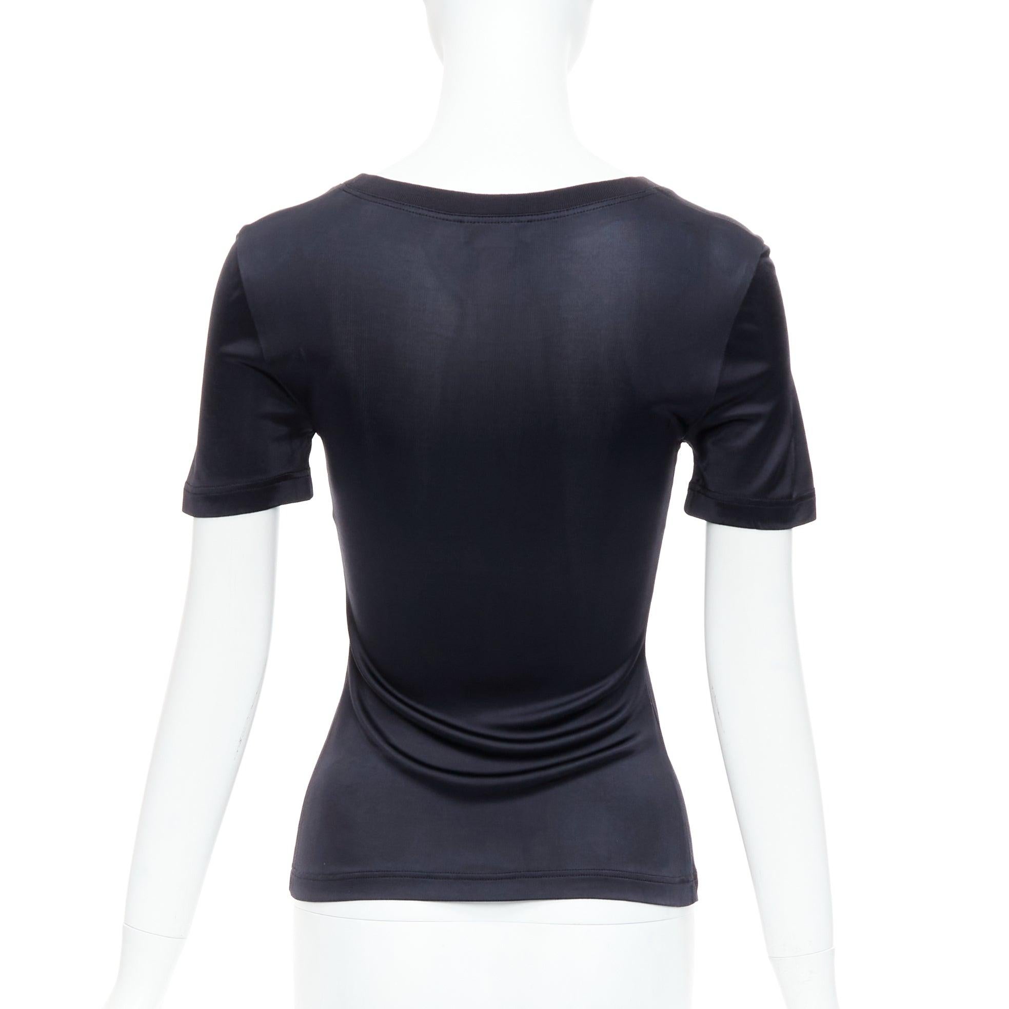 GIANNI VERSACE Vintage noir col rond top à manches courtes IT38 XS Pour femmes en vente