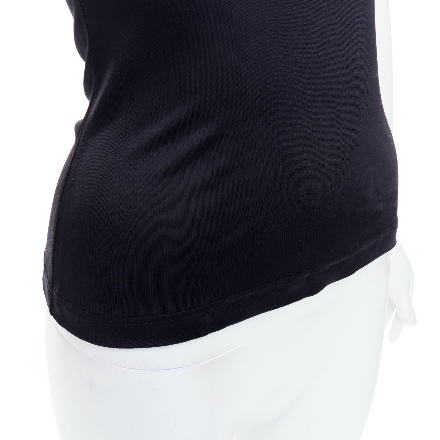 GIANNI VERSACE Vintage noir col rond top à manches courtes IT38 XS en vente 2