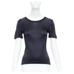 GIANNI VERSACE Vintage top negro de manga corta y cuello redondo IT38 XS