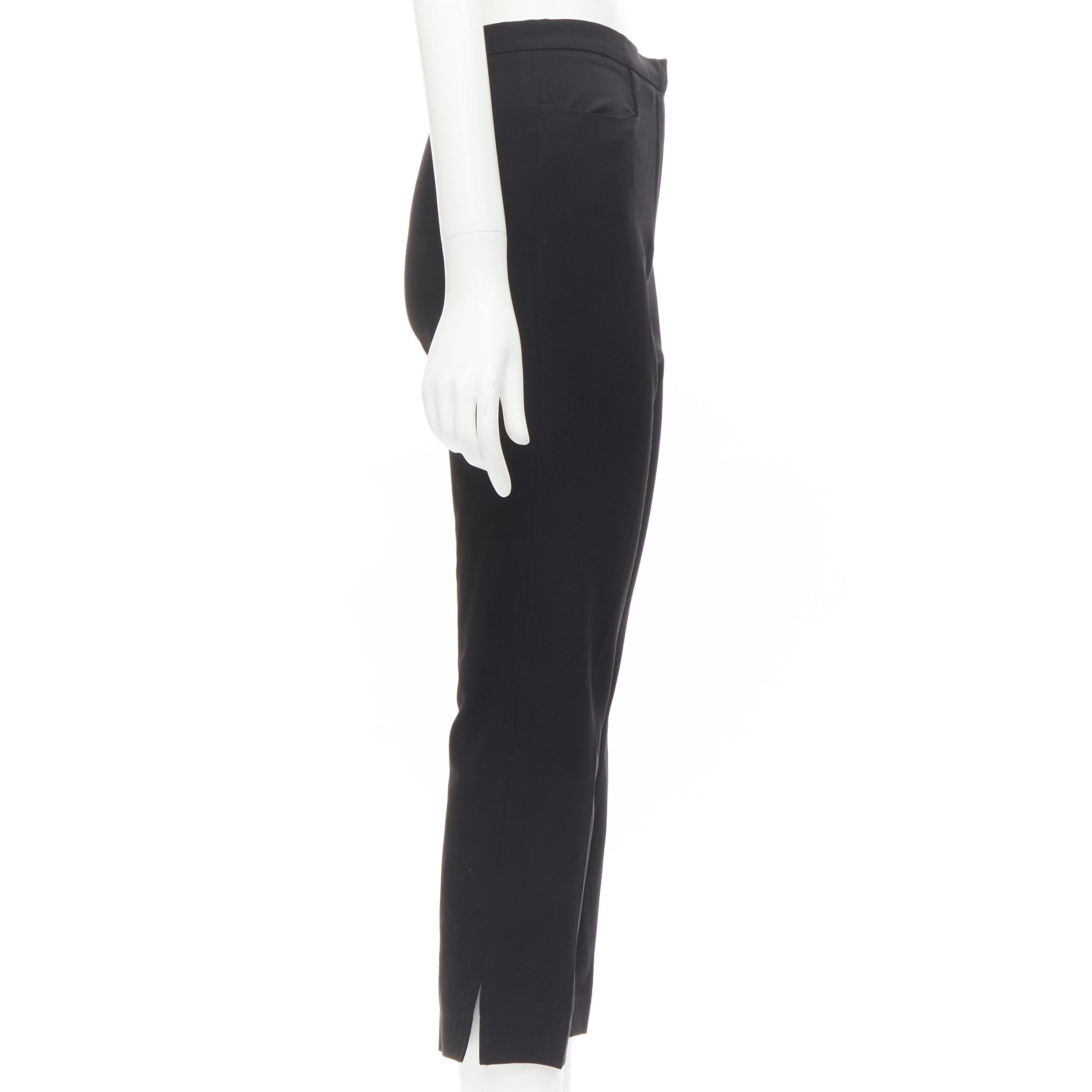 GIANNI VERSACE Vintage black viscose wool high waisted slit trousers IT38 XS In Excellent Condition For Sale In Hong Kong, NT
