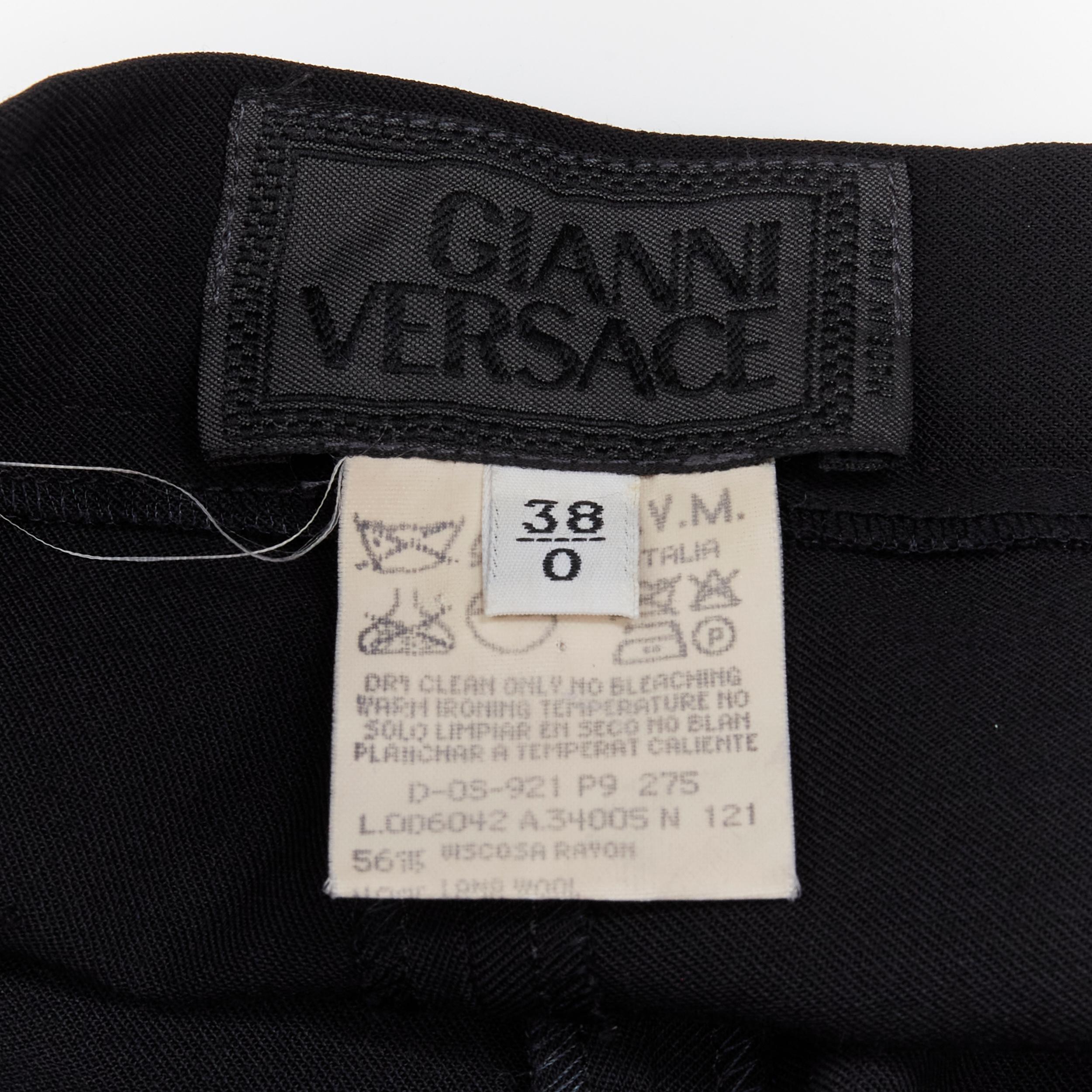 GIANNI VERSACE Vintage black viscose wool high waisted slit trousers IT38 XS 3