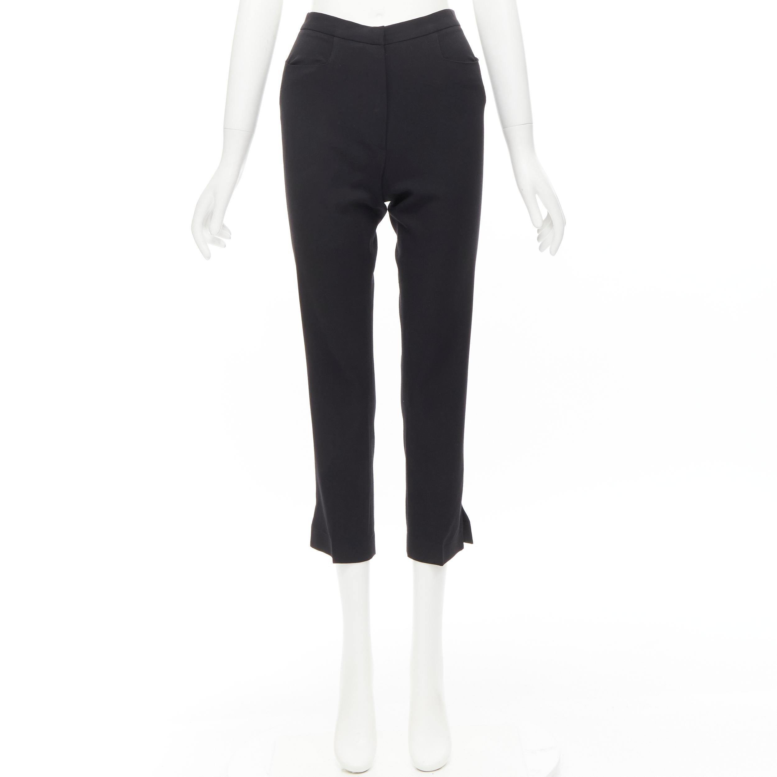 GIANNI VERSACE Vintage black viscose wool high waisted slit trousers IT38 XS For Sale 4