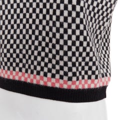 GIANNI VERSACE Vintage black white checkered cropped sweater vest