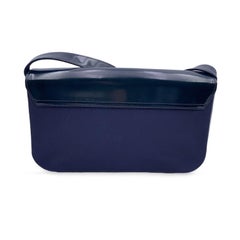 Gianni Versace Vintage Umhängetasche aus blauem Nylon und Leder