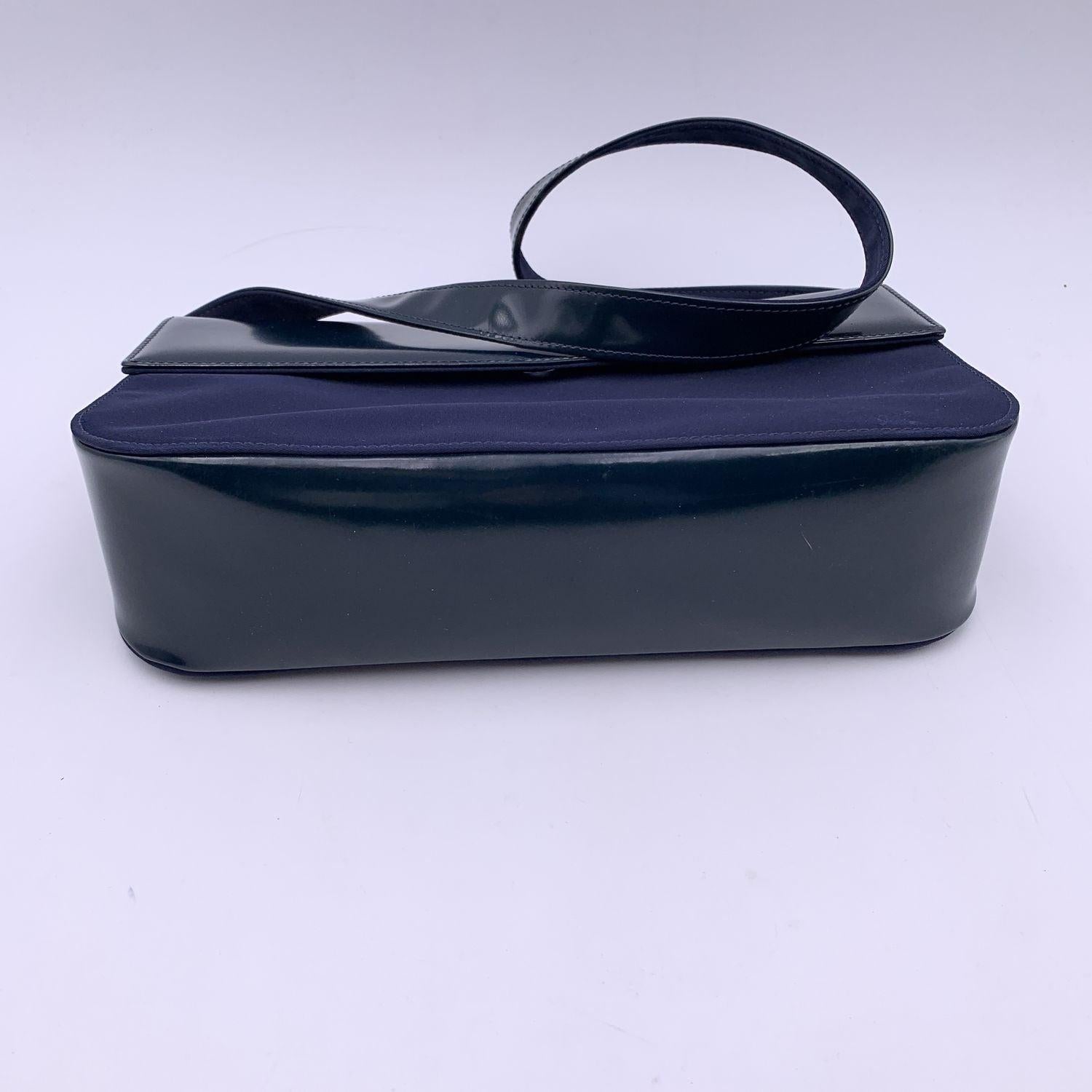 Women's Gianni Versace Vintage Blue Nylon and Leather Shoulder Bag