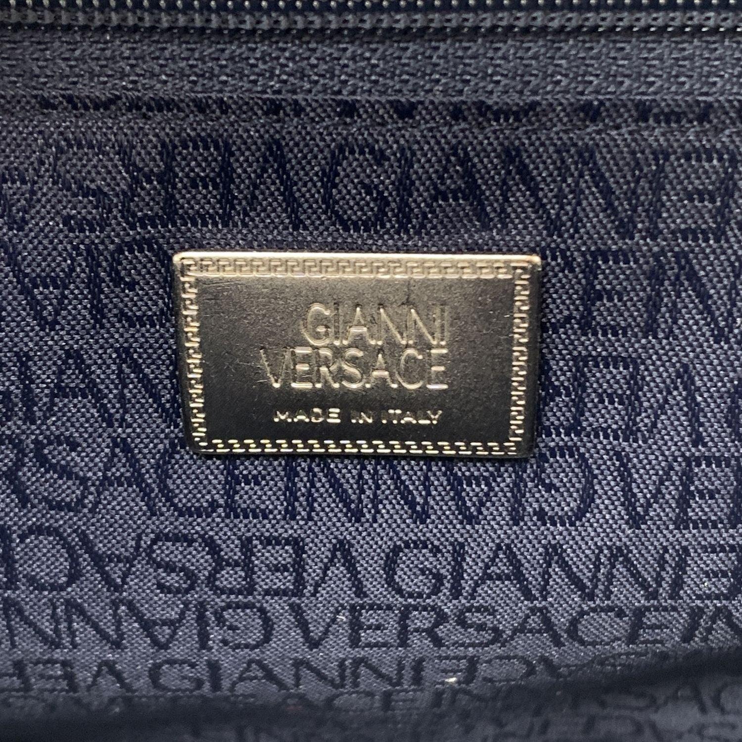 Gianni Versace Vintage Blue Nylon and Leather Shoulder Bag 2
