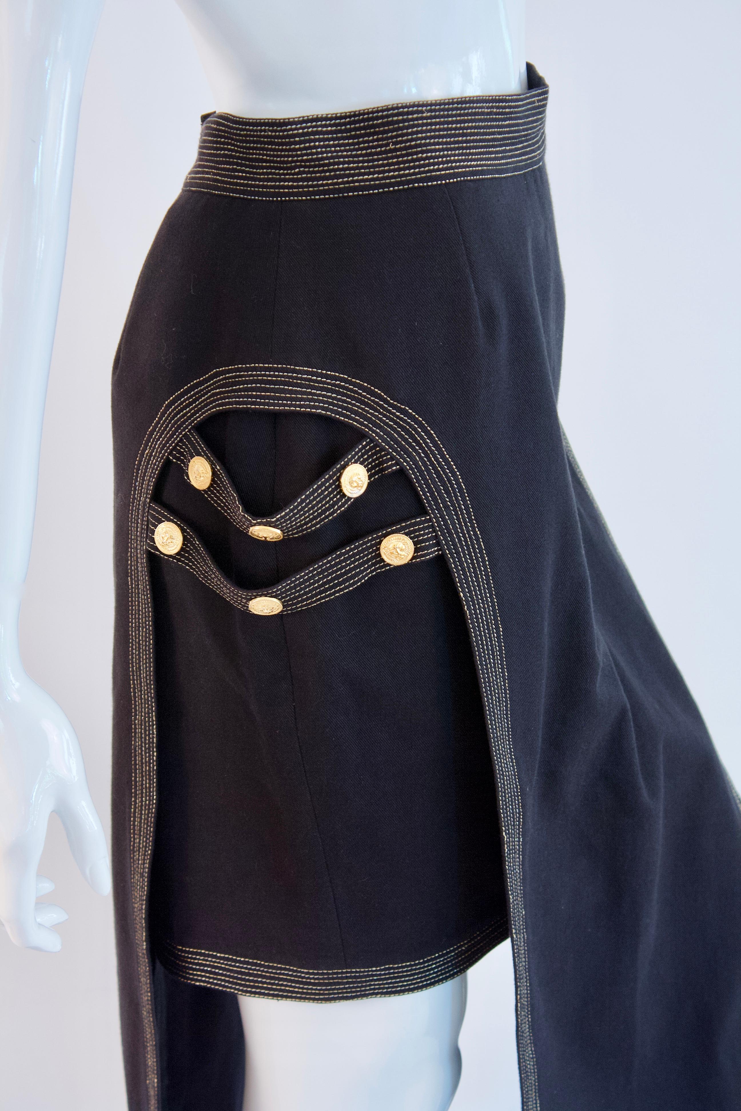 Black GIANNI VERSACE Vintage Bondage Skirt For Sale